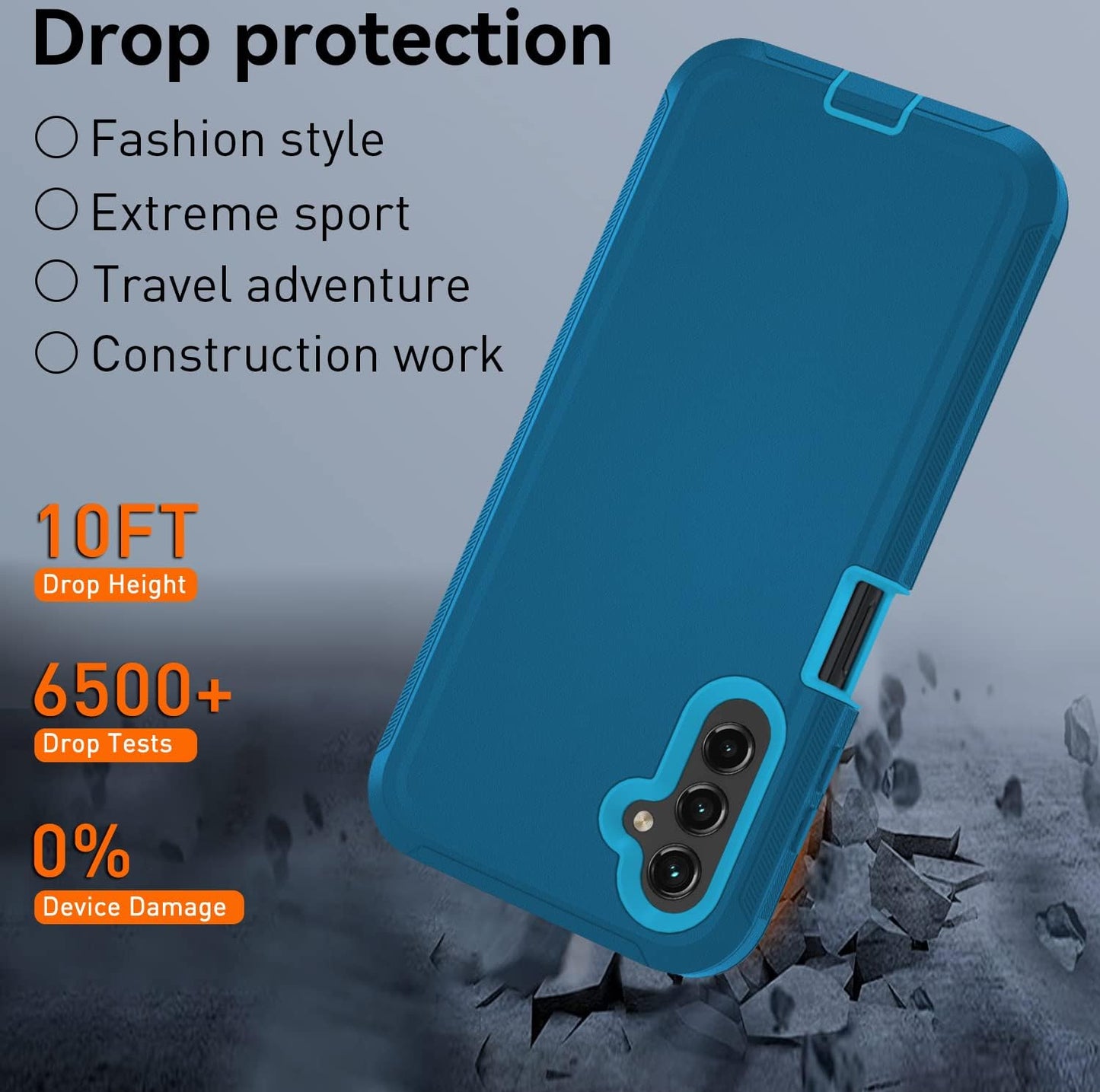 for Samsung Galaxy A14 5G case,A14 5G Heavy Duty case,[Military Grade Protective ][Shockproof] [Dropproof] [Dust-Proof], Compatible with Galaxy A14 5G (Lake Blue)