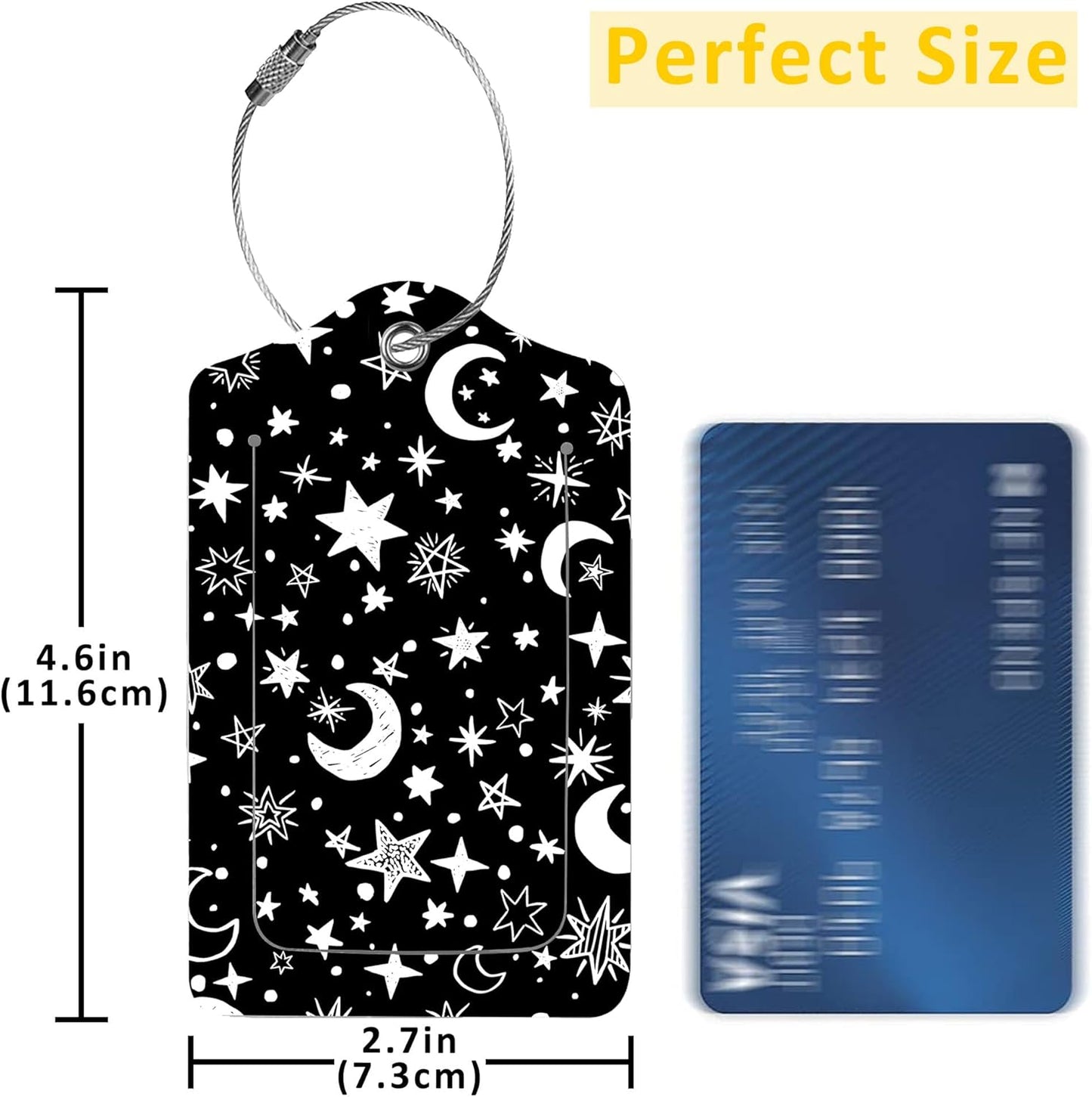 Luggage Tags for Suitcase,2 Pack Stars and Moons Luggage Tag with Privacy Flap,Name ID Label and
