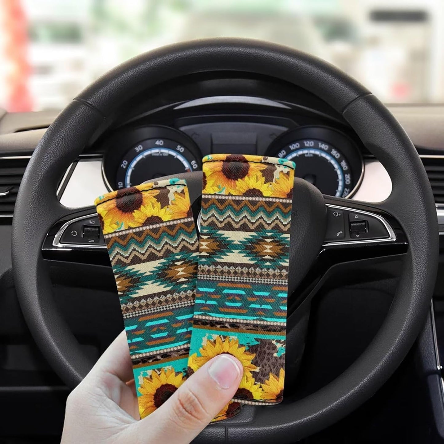 Sunflower Luggage Handle Wraps for Suitcase,2 Pcs Luggage Tags Geometric Suitcase Tags Identifiers for Women Girls Portable Suitcase Protective Handle Cover Reusable