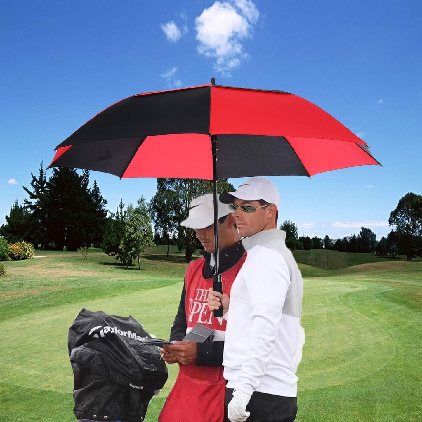 MRTLLOA Extra Large Golf Umbrella, 54/62/68/72 Inch Automatic Open, Oversize Double Canopy Vented Windproof Waterproof Sports Umbrellas for Rain