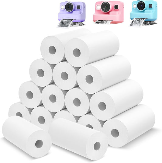Kids Camera Instant Photo Printing Paper Roll, 16 Rolls Leebotree Thermal Print Refill Fit for Most Kids Instant Camera Includes ESOXOFFORE/Dylanto/DUDUDRAGON/Cimizi (16 Rolls-White)