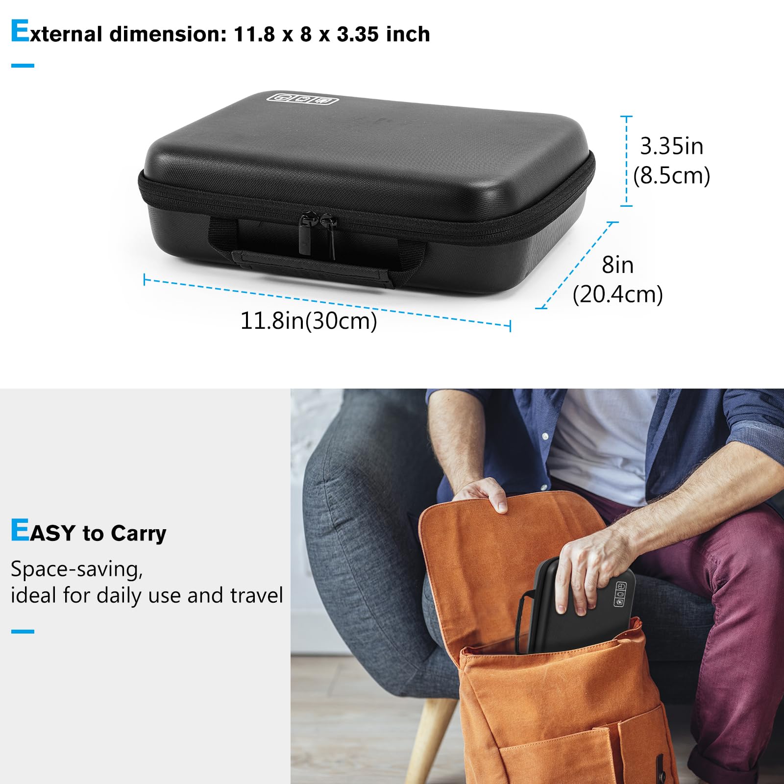 ProCase Hard Travel Electronic Organizer Case for MacBook Power Adapter Chargers Cables Power Bank