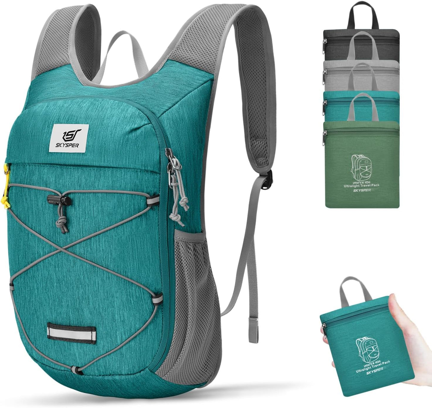 SKYSPER Foldable Hiking Backpack - 10L Small Lightweight Daypack Breathable Travel Backpacks for