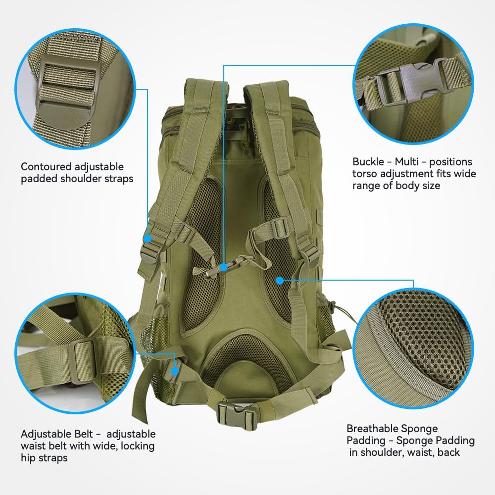 Ultralighe Hiking blackpack with ventilated suspension ergonomic load-reducing pack for trekking&camping durale water-resistant daypack for men&women (green)