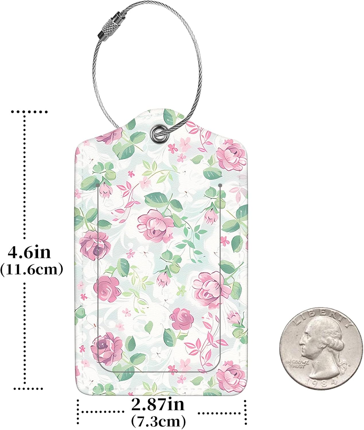 2 Pcs Luggage Tags for Suitcase, Cute Unique PU Leather Travel Bag Tag with Privacy Cover ID Label Address Card and Durable Metal Ring Suitable for Men Women Children Backpack,Flower A