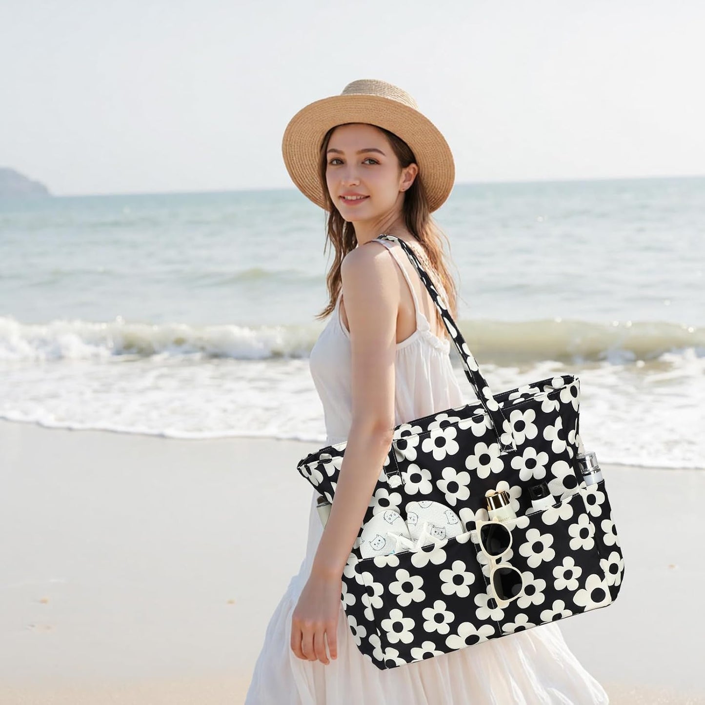 Bluboon Waterproof Beach Tote Pool Bags for Women Ladies Extra Large Carry On Bag With Wet