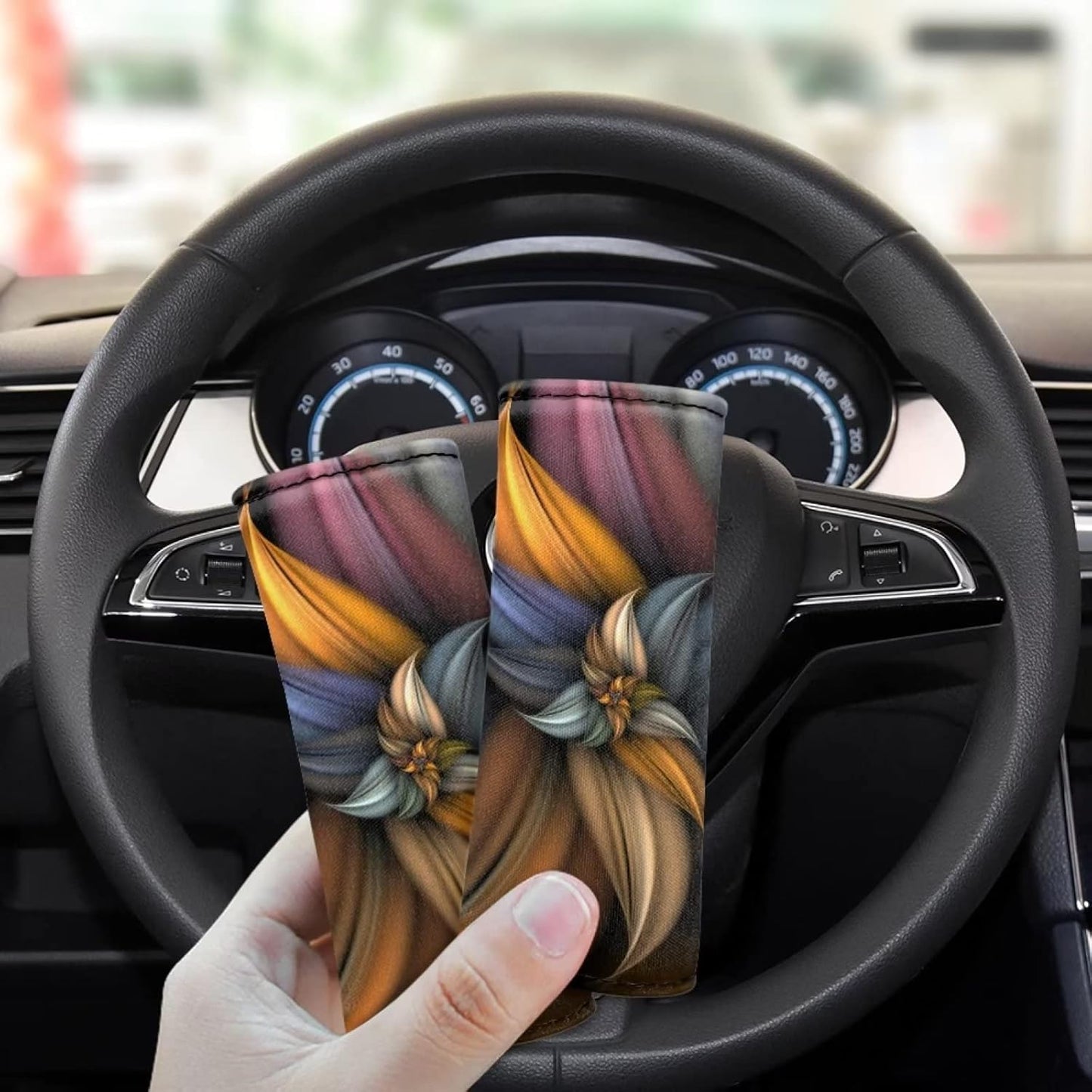 Art Blooming Flower Luggage Handle Wrap for Suitcase,2 Pcs Vintage Floral Print Luggage Tags Identifier Set Women Girls Cute Suitcase Sleeve Protector Door Handle Covers