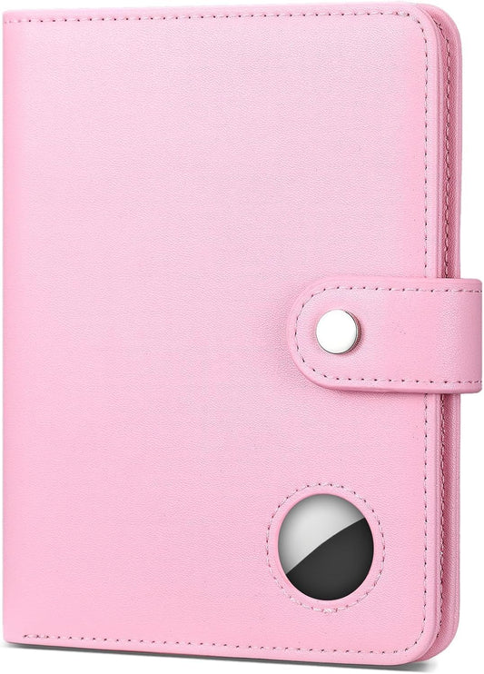 Real Leather Wallet Passport Vaccine Holder Combo Real Leather Travel (Light pink)