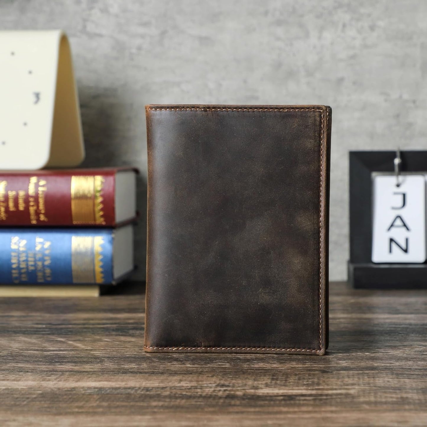 HIDO RFID Passport Holder for Travel, Leather Travel Wallet with Airtag Slot & RFID Blocking