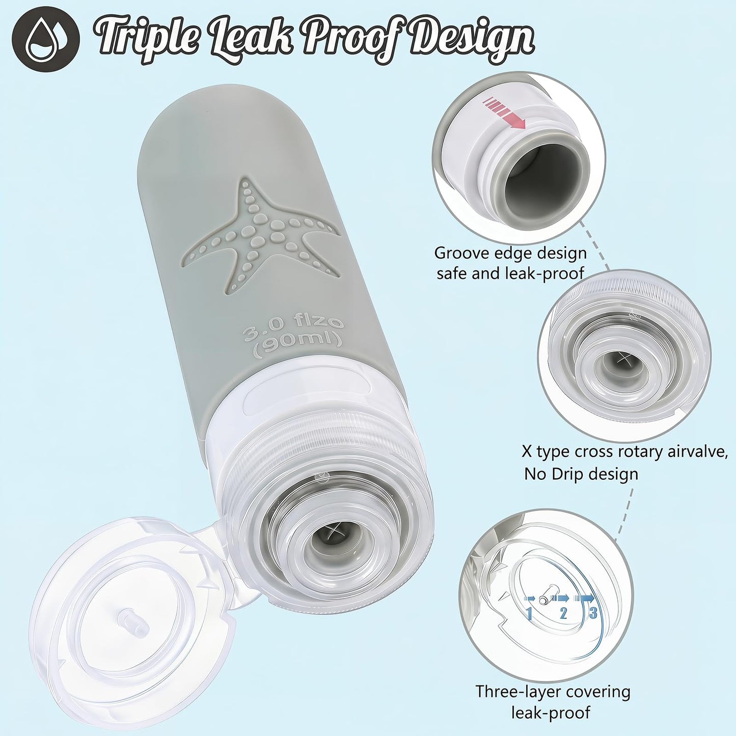 JBYAMUS 18 Pack Travel Bottles for Toiletries - TSA Approved, Triple Leak Proof Silicone Set, 3oz