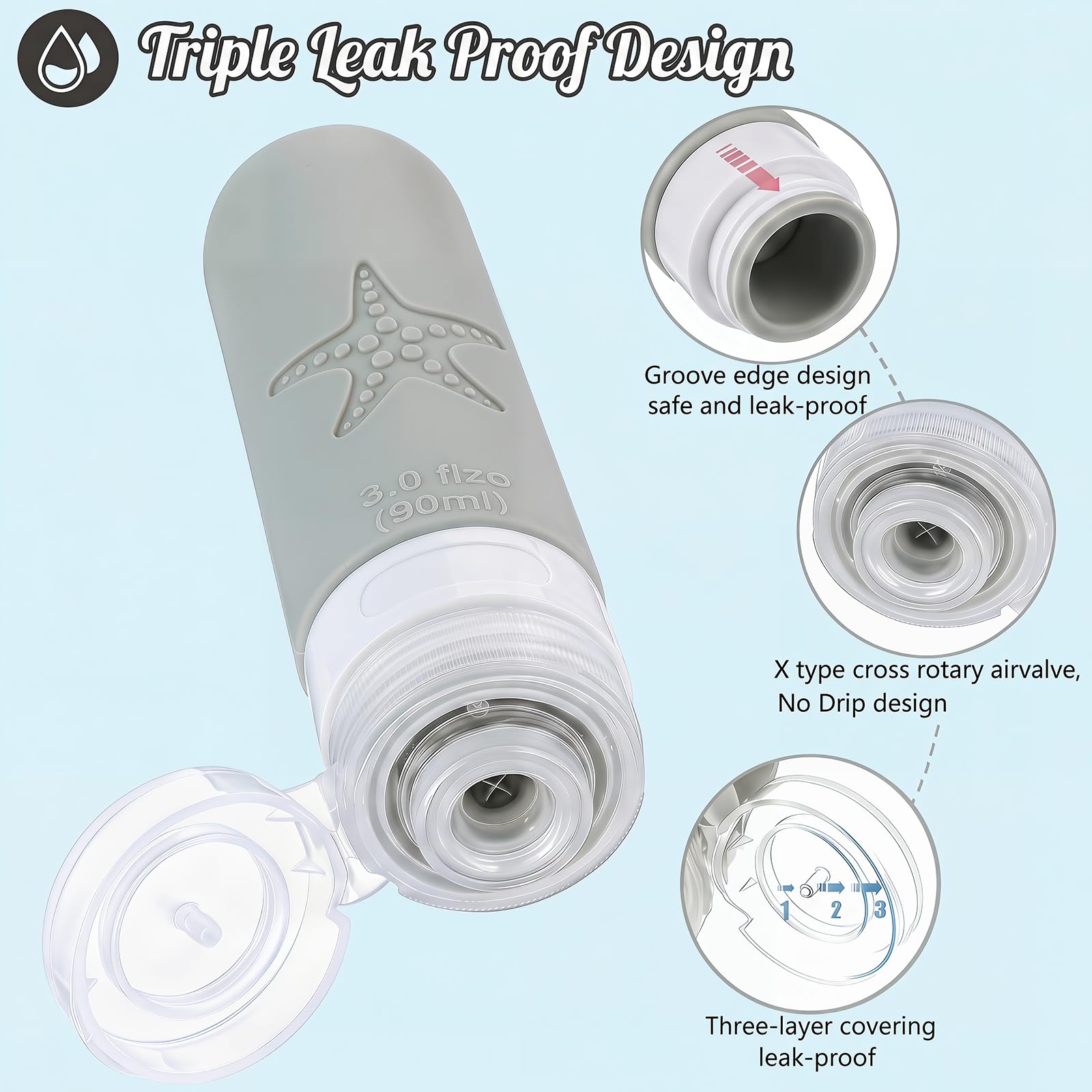 JBYAMUS 18 Pack Travel Bottles for Toiletries - TSA Approved, Triple Leak Proof Silicone Set, 3oz