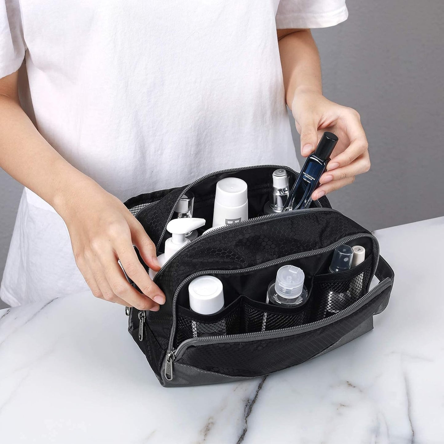 Gonex Travel Toiletry Bag Nylon, Shaving Bag Toiletry Organizer Black