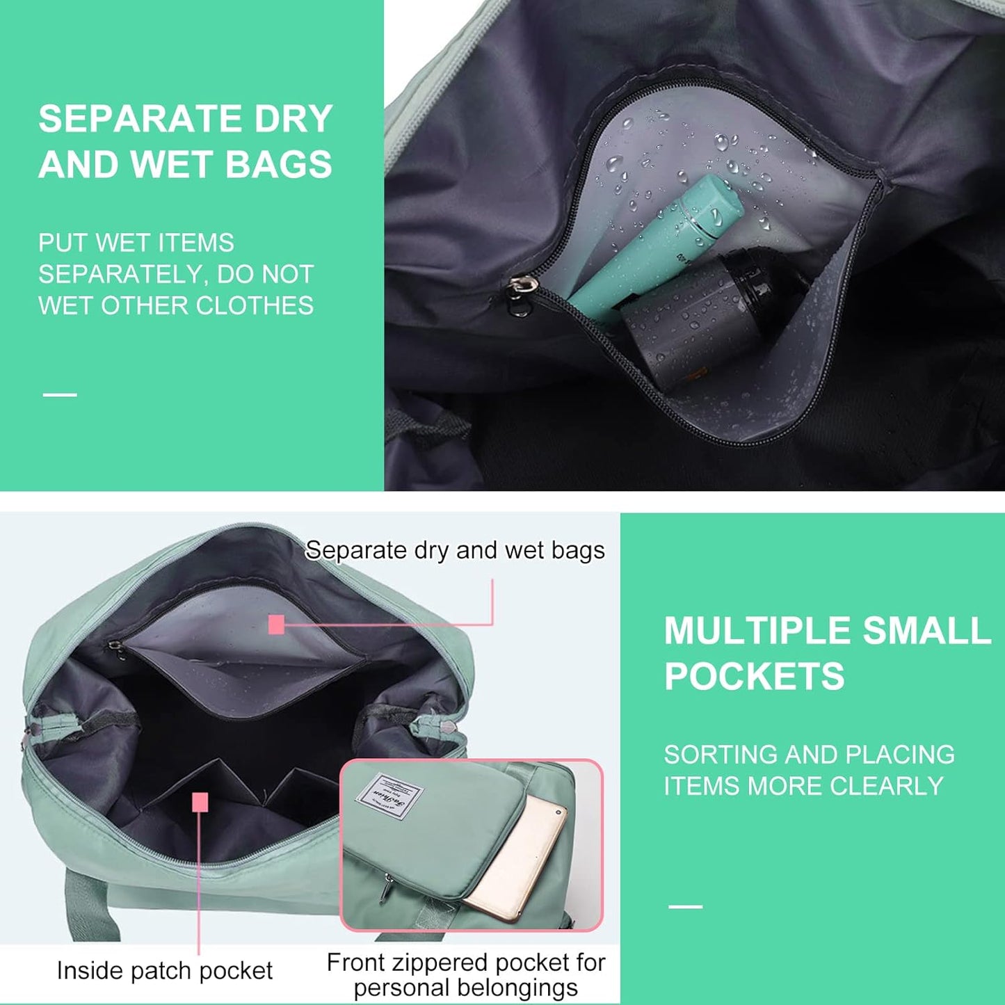 Large Capacity Folding Travel Tote Bag, Oxford Fabric Waterproof Lightweight Foldable Travel Duffel Bag, Portable Expandable Travel Bag, Dry and Wet Separation Carry On Bag for Airplanes