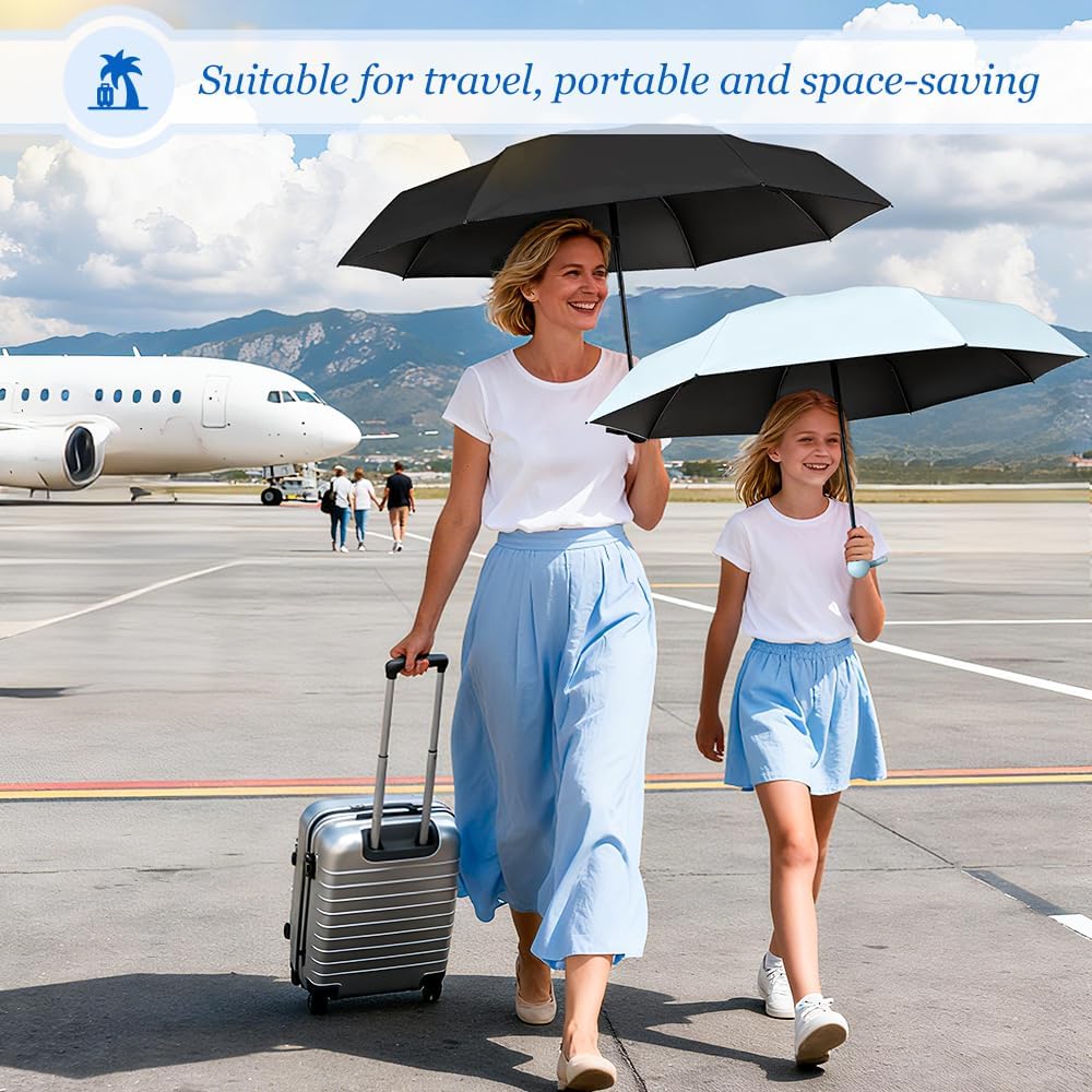 TOPSAIL Mini Umbrella Compact for Travel, UV Sun Protection(UPF50+), Waterproof for Light Rain, Suitable for Women & Kids With a Case, Manual Folding Small Pocket Size Ufor Backpack/Purse