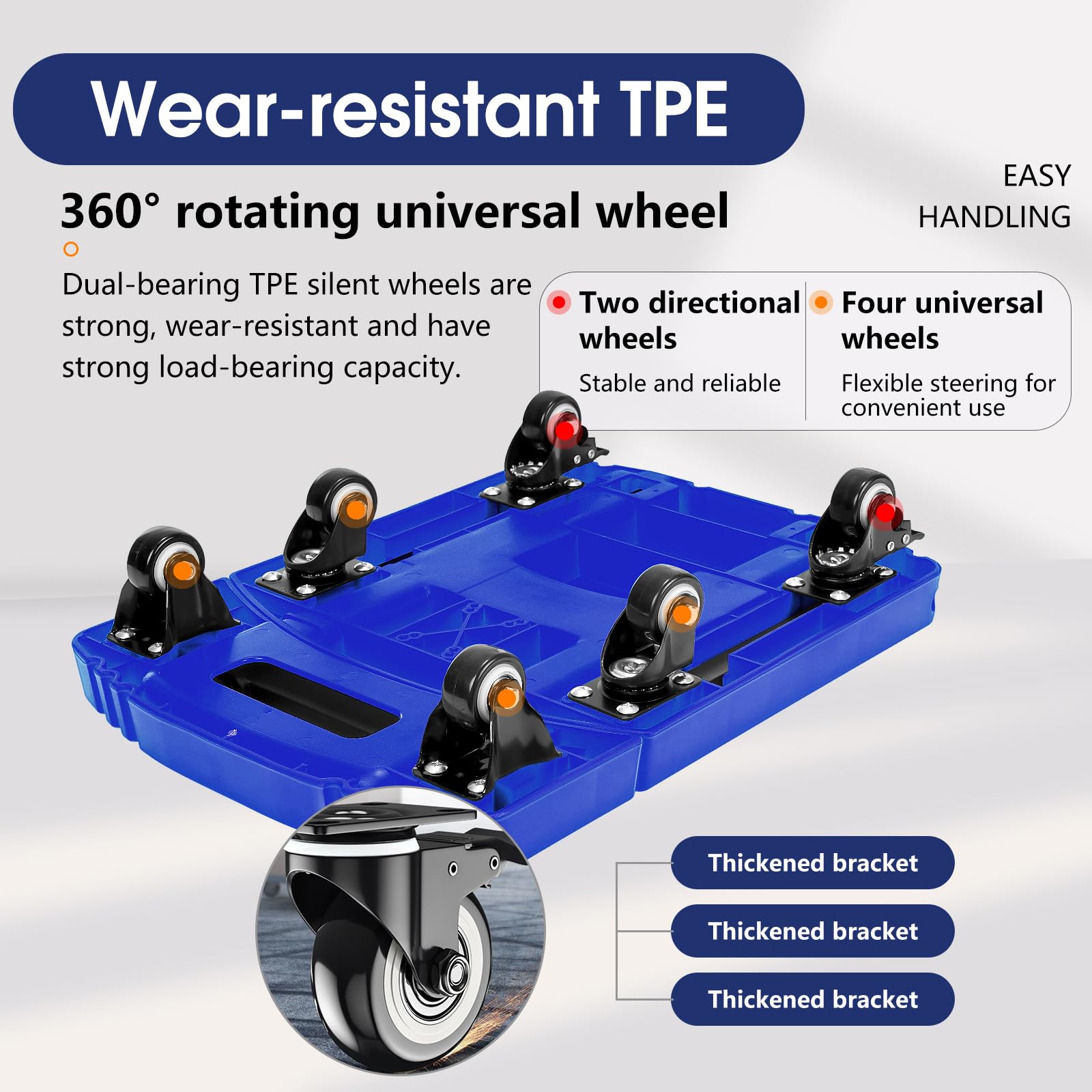 Voipvvii Folding Hand Truck 500lbs, Portable Heavy Duty Dolly Cart, 6 Wheels Collapsible Luggage