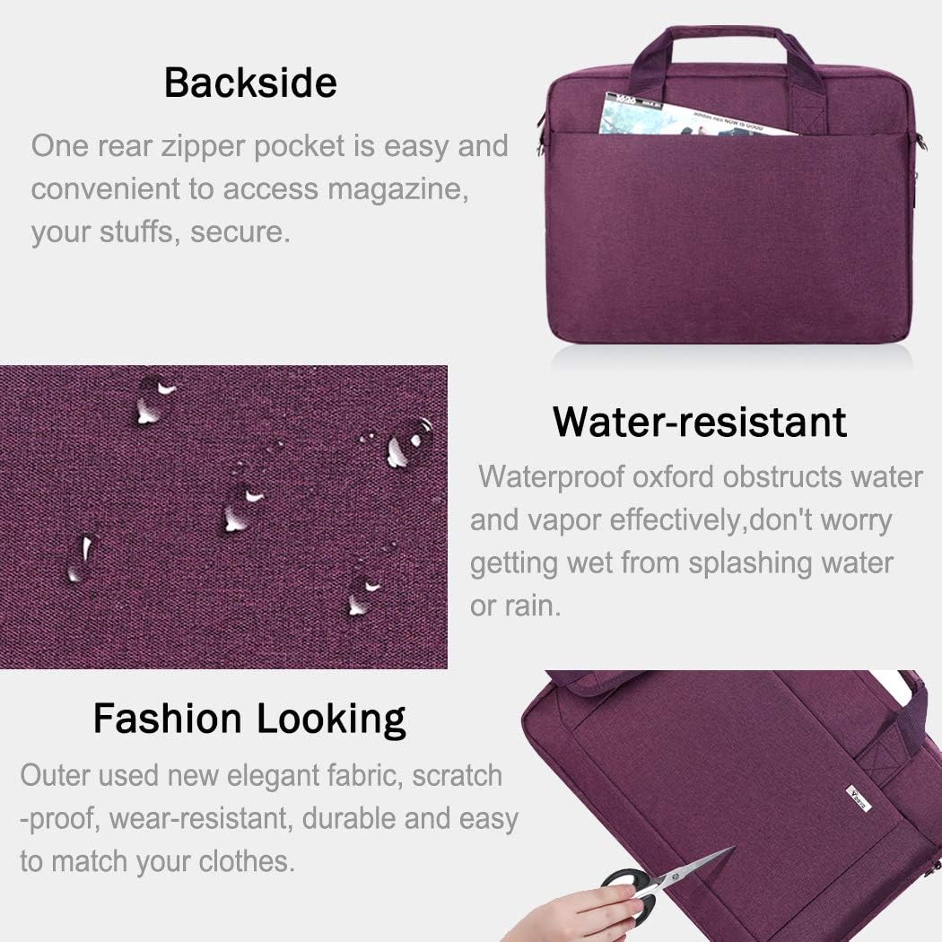 Voova Laptop Bag Case 17 17.3 Inch Computer Sleeve Messenger Bag with Shoulder Strap Expandable Waterproof Large Capacity Business Briefcase for Work Travel Fit 17-18” Laptop, Women Ladies, Purple
