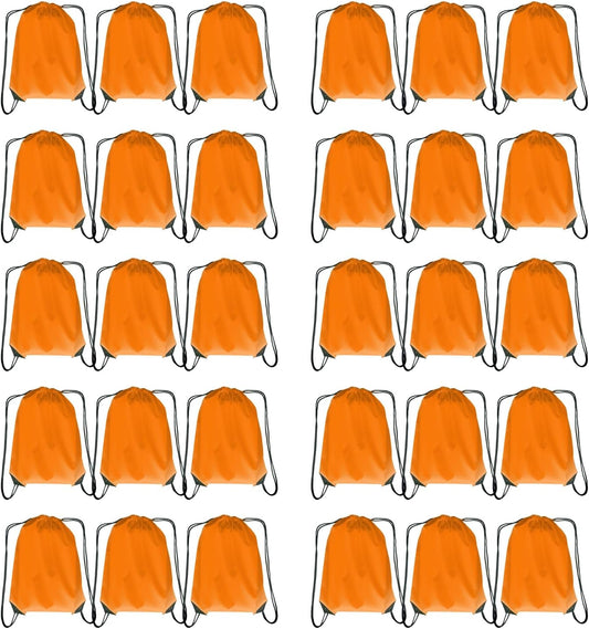 Drawstring Backpack Bulk 30 packs Draw String Backpack Bags DIY Gym Sports trip Traveling Yoga ride Pedestrianism Cinch Bag Sackpack Drawstring (orange)