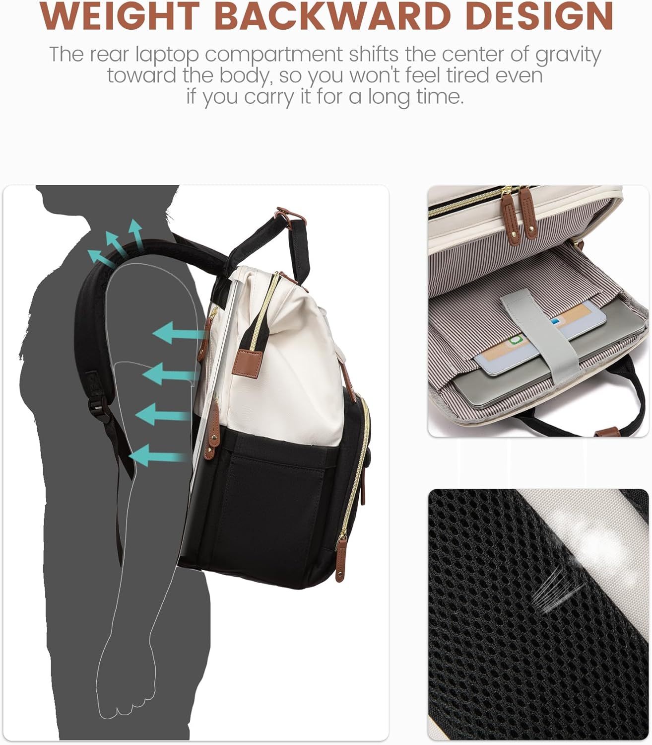 LOVEVOOK Laptop Backpack for Women, 15.6'' Waterproof Nurse Bag Teacher Work Backpack Purse for