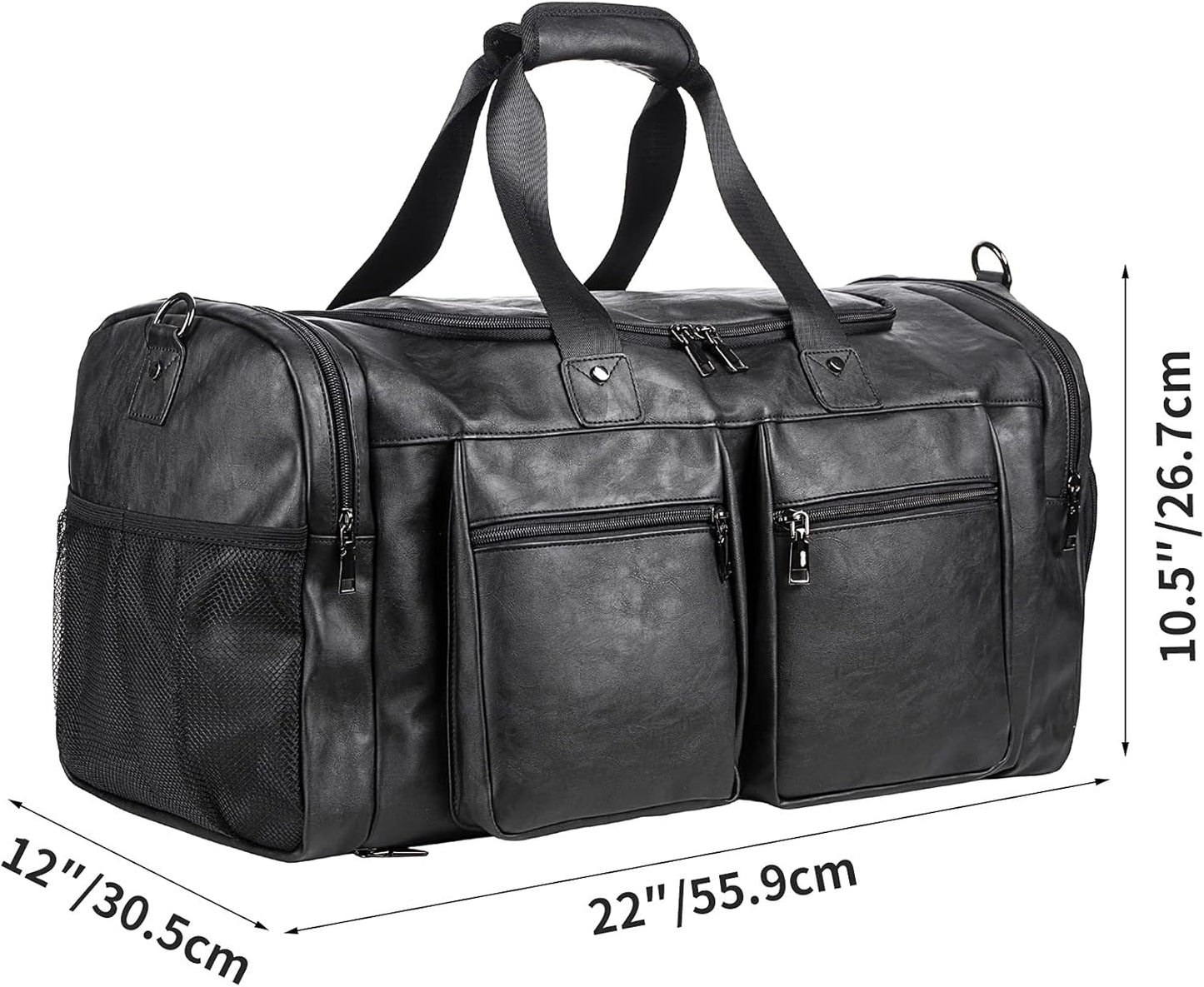 Travel Bag with Shoe Pouch,Weekender Overnight Bag Leather Large Carry On Bag
