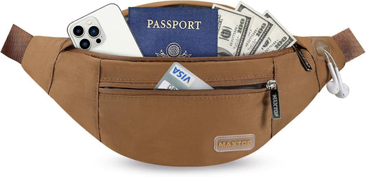 MAXTOP Large Crossbody Fanny Pack with 4-Zipper Pockets,Gifts for Enjoy Sports Festival Workout Traveling Running Casual Hands-Free Wallets Waist Pack Phone Bag Carrying All Phones