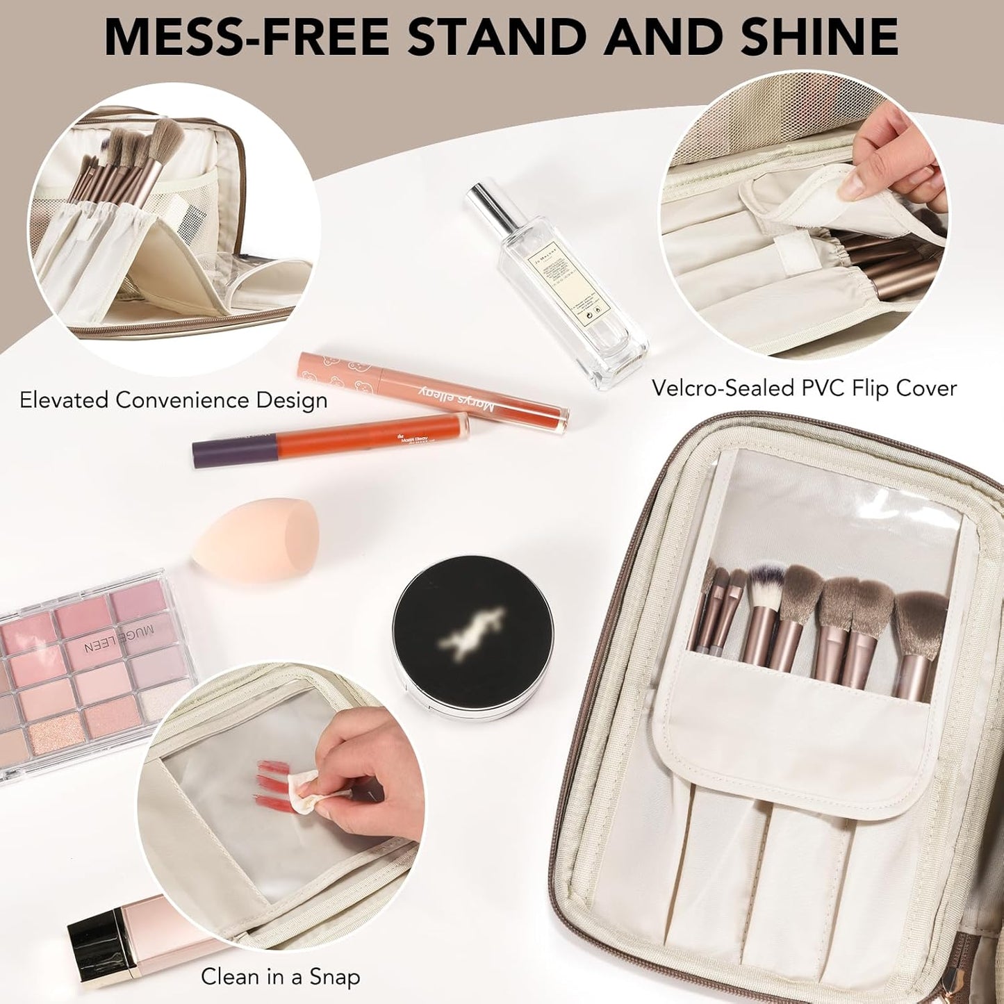 Travel Makeup Bag Women's Large Capacity Cosmetic Portable Organizer Large Opening Waterproof