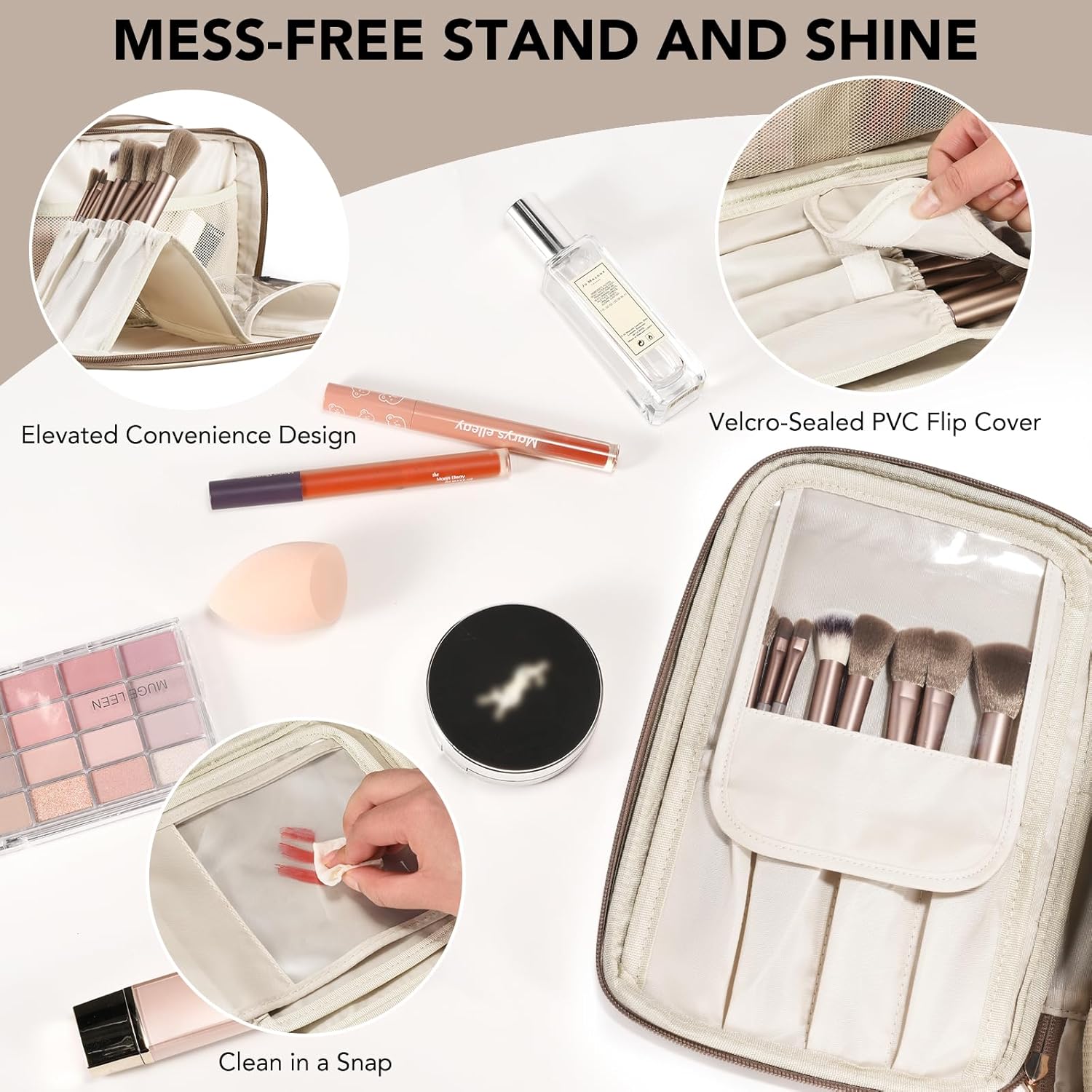 Travel Makeup Bag Women's Large Capacity Cosmetic Portable Organizer Large Opening Waterproof