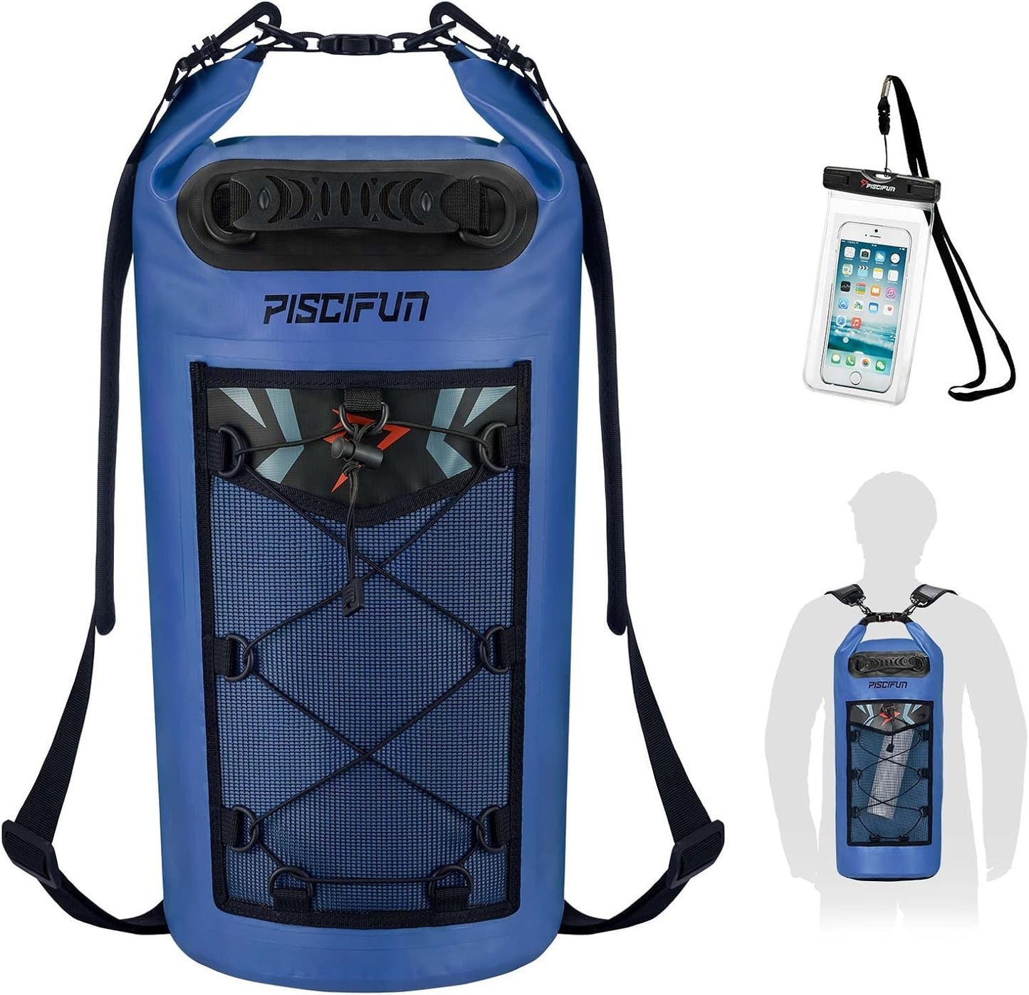Piscifun Dry Bag, Waterproof Floating Backpack 10L/20L/30L/40L with Waterproof Phone Case for Boating, Kayaking, Fishing