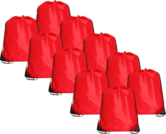 Threadart Drawstring Backpacks - Pack of 10 | Sports Cinch String Sack | Gym, Storage & Travel | Large 15" x 18.5"