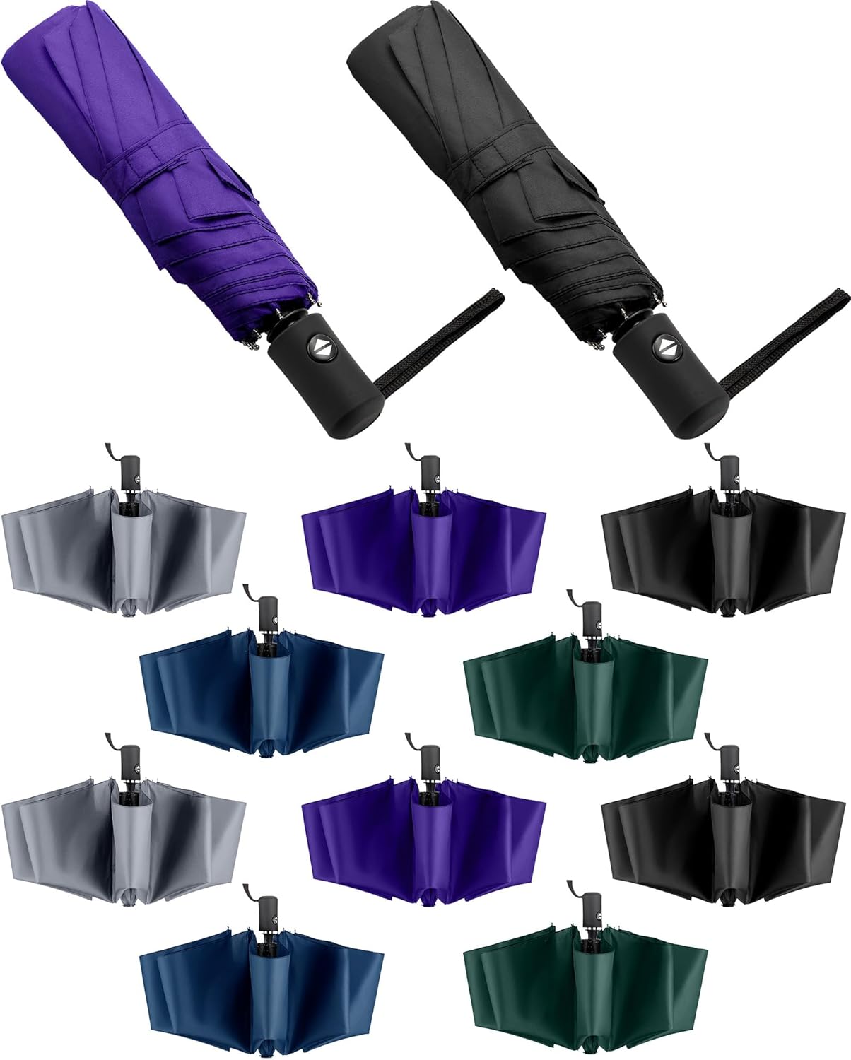 Wesiti 10 Pack Rain Umbrellas Bulk Automatic Open Close Collapsible Umbrella for Men Women