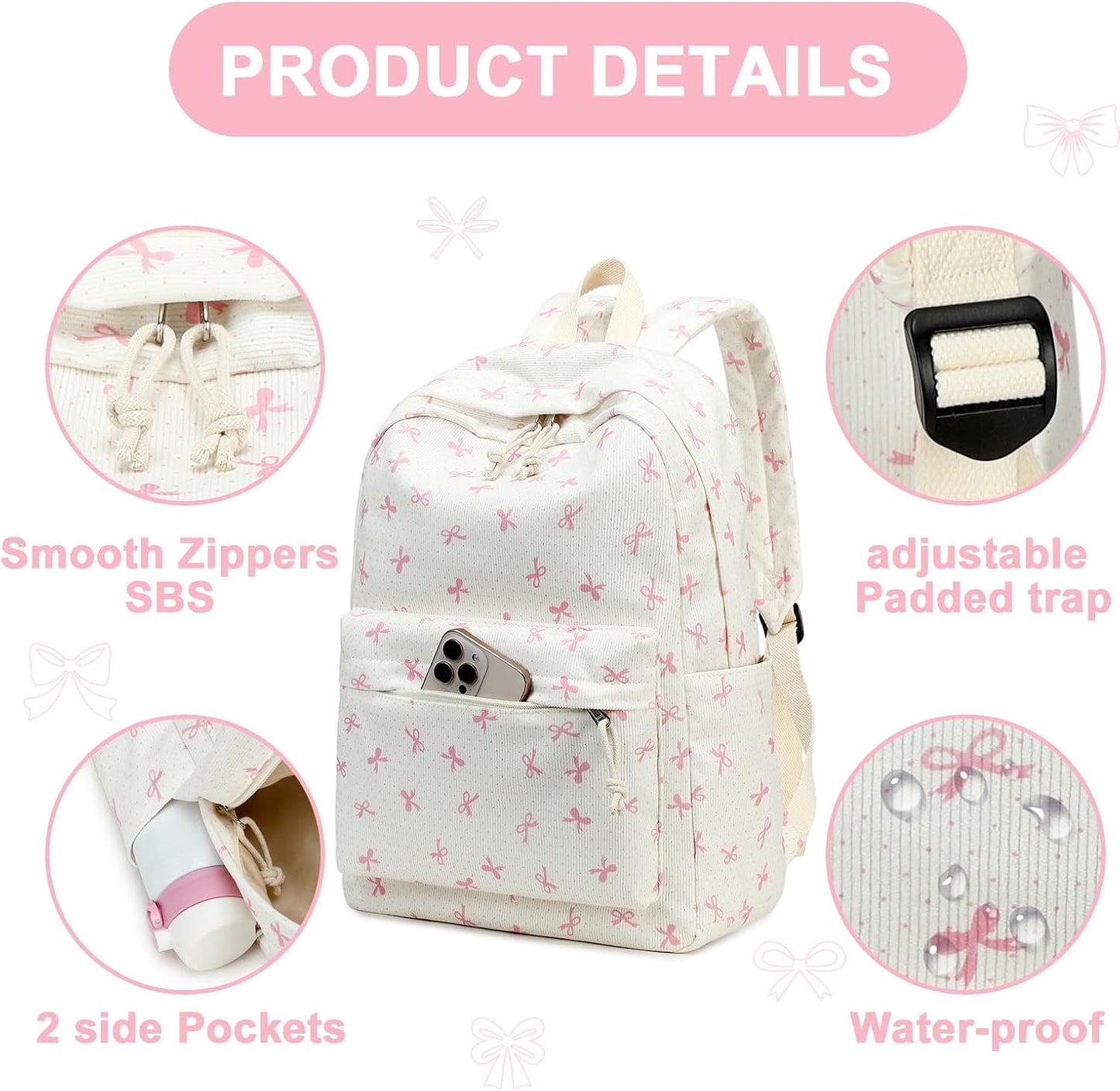 LEDAOU Backpack for Girls School Bag Kids Bookbag Teen Backpack Set Daypack with Lunch Bag and Pencil Case