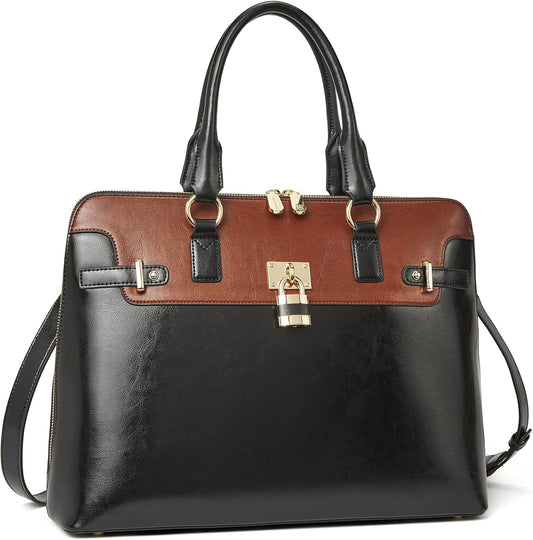 BOSTANTEN Briefcase for Women Leather 15.6 inch Laptop Shoulder Bag Office Work Crossbody Handbag
