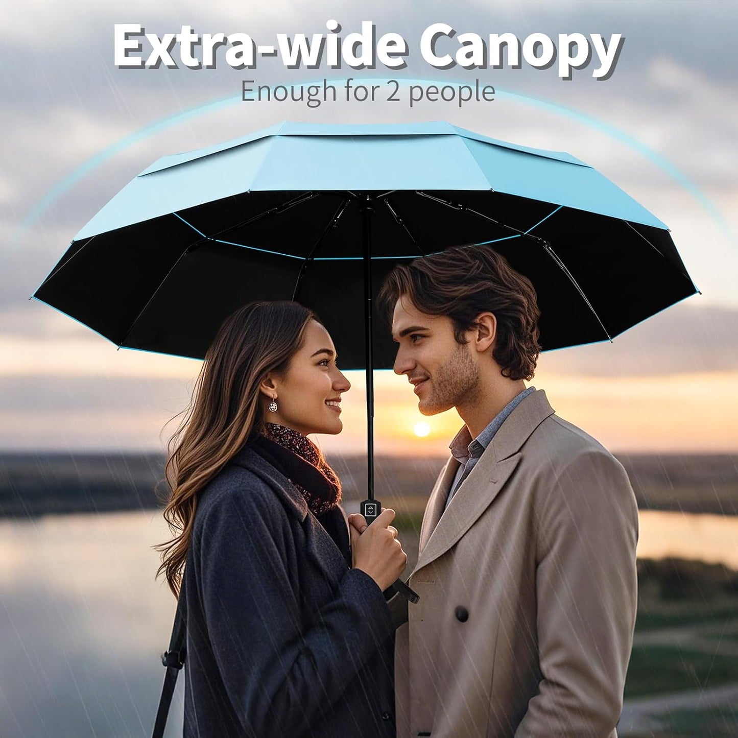 Seniny Windproof Travel Umbrella, Automatic Umbrellas for Rain, Portable & Compact Umbrellas for Backpack, Strong UV for Protection, Folding Small Sun Umbrella for Car, Walking