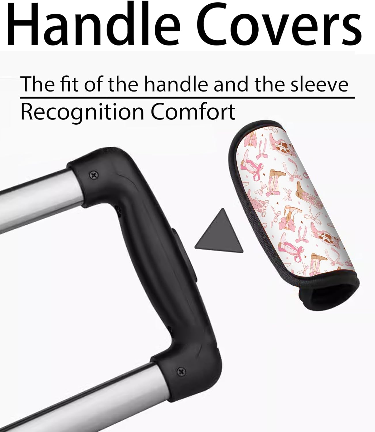 2 Pack Luggage Handle Wrap Travel Tags - Set of Luggage Tags for Suitcases, Identifiers, Marker, and Handle Covers - Cruise Accessories and Travel Gifts（Cute Pink Bow Boot