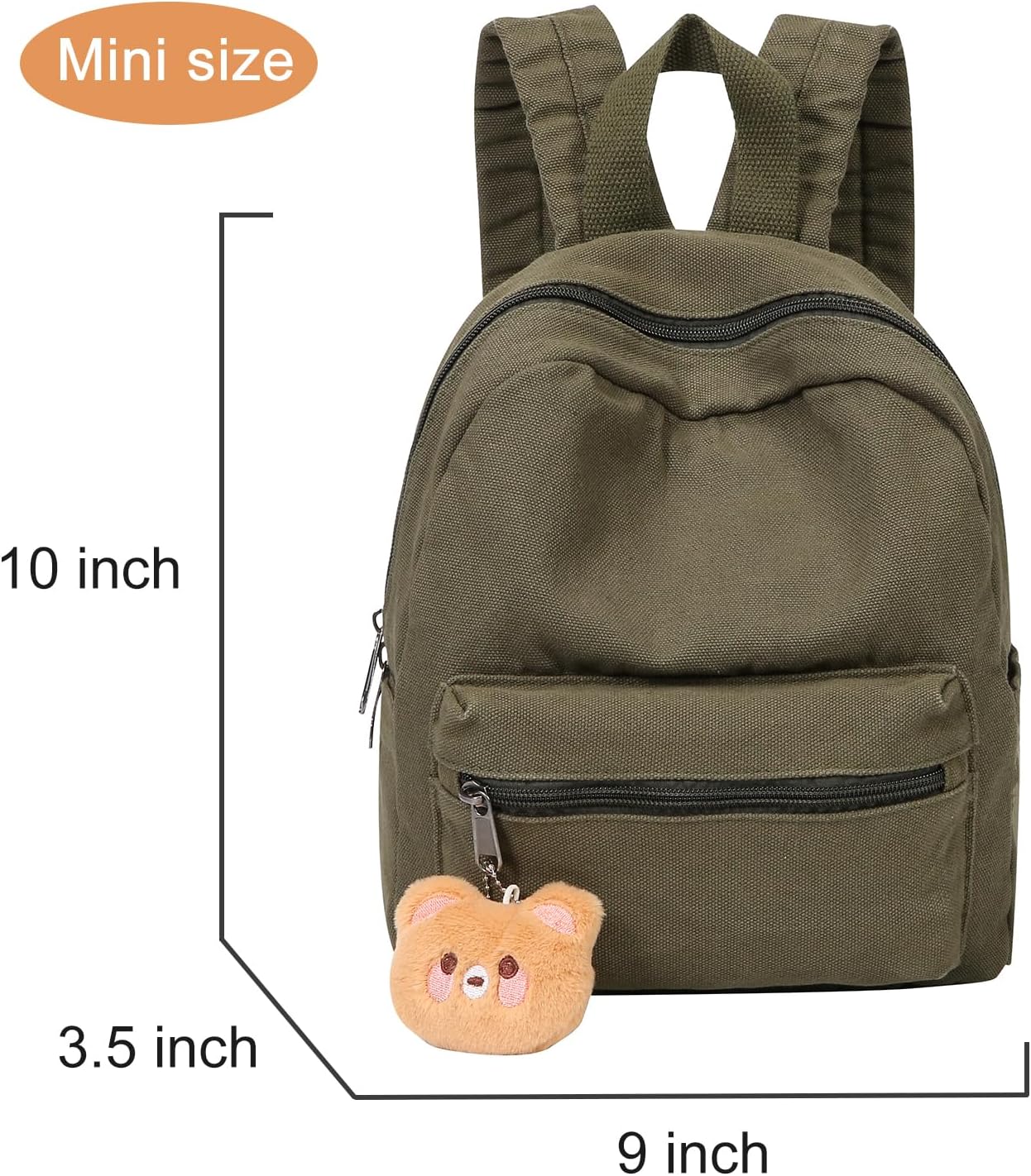 Phaoullzon Teen Girls Mini Backpack Purse Kids Canvas Small Tiny Cute Bag,Olive green