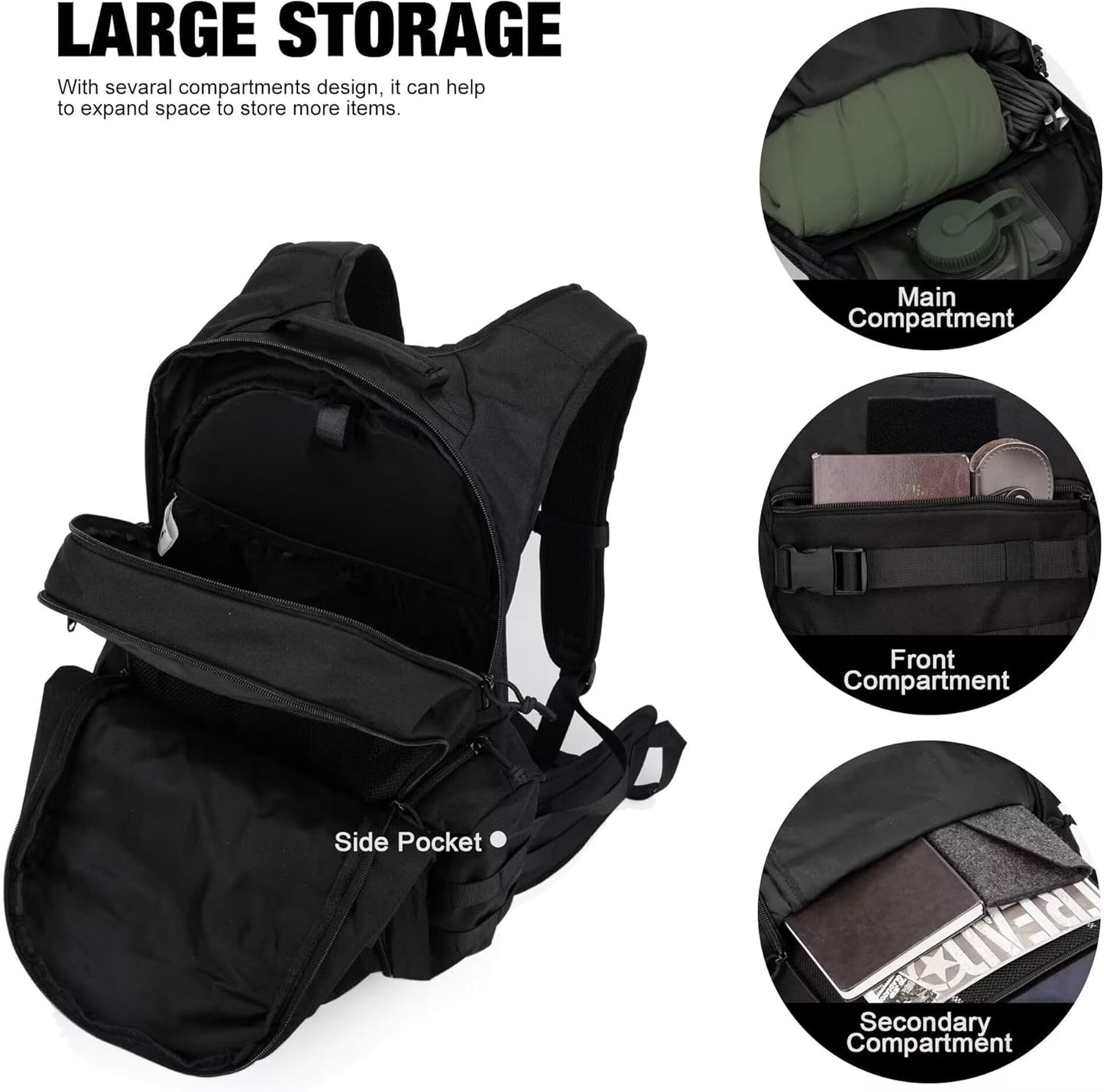 Mardingtop Tactical Molle Backpack for Men- 28L EDC Hiking & Motorcycle Backpack
