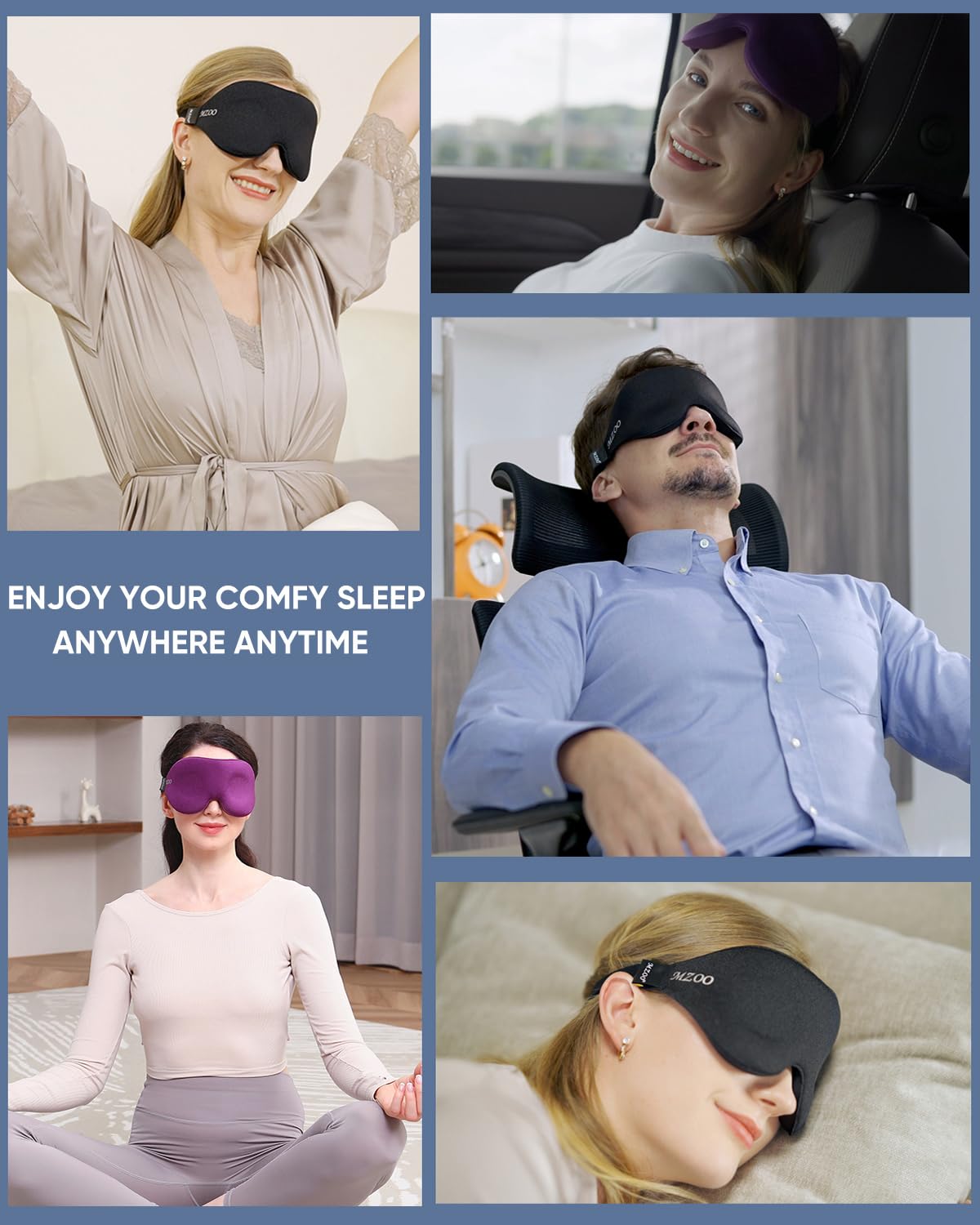 MZOO Luxury Sleep Mask for Women Men Patented Light Blocking Design
