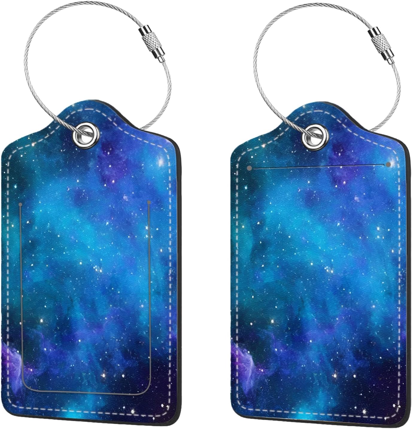 2 Pcs Luggage Tags for Suitcase, Cute Unique PU Leather Travel Bag Tag with Privacy Cover ID Label
