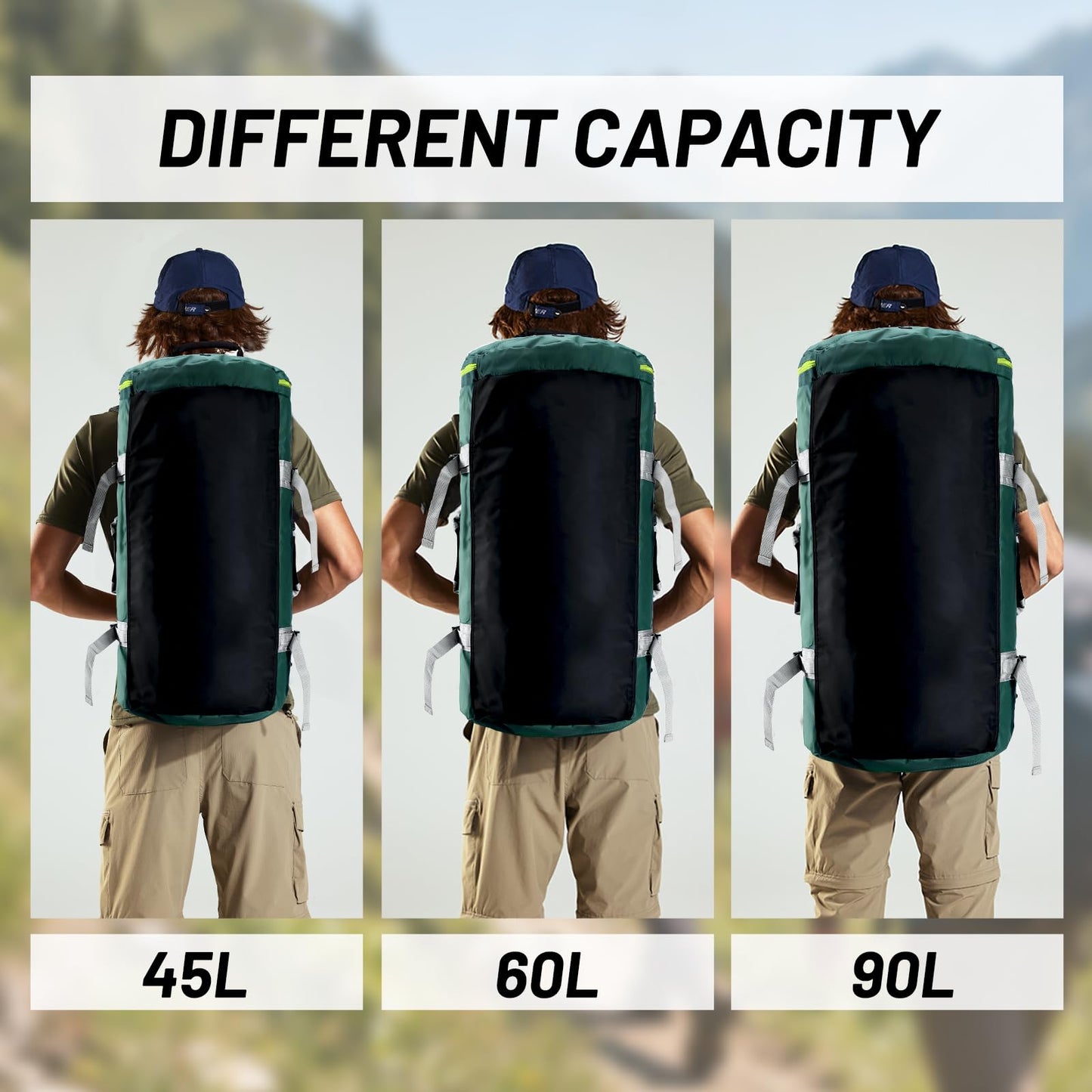 MIER Large Duffle Bag Backpack for Travel Camping Gym Sports, 45L/60L/90L