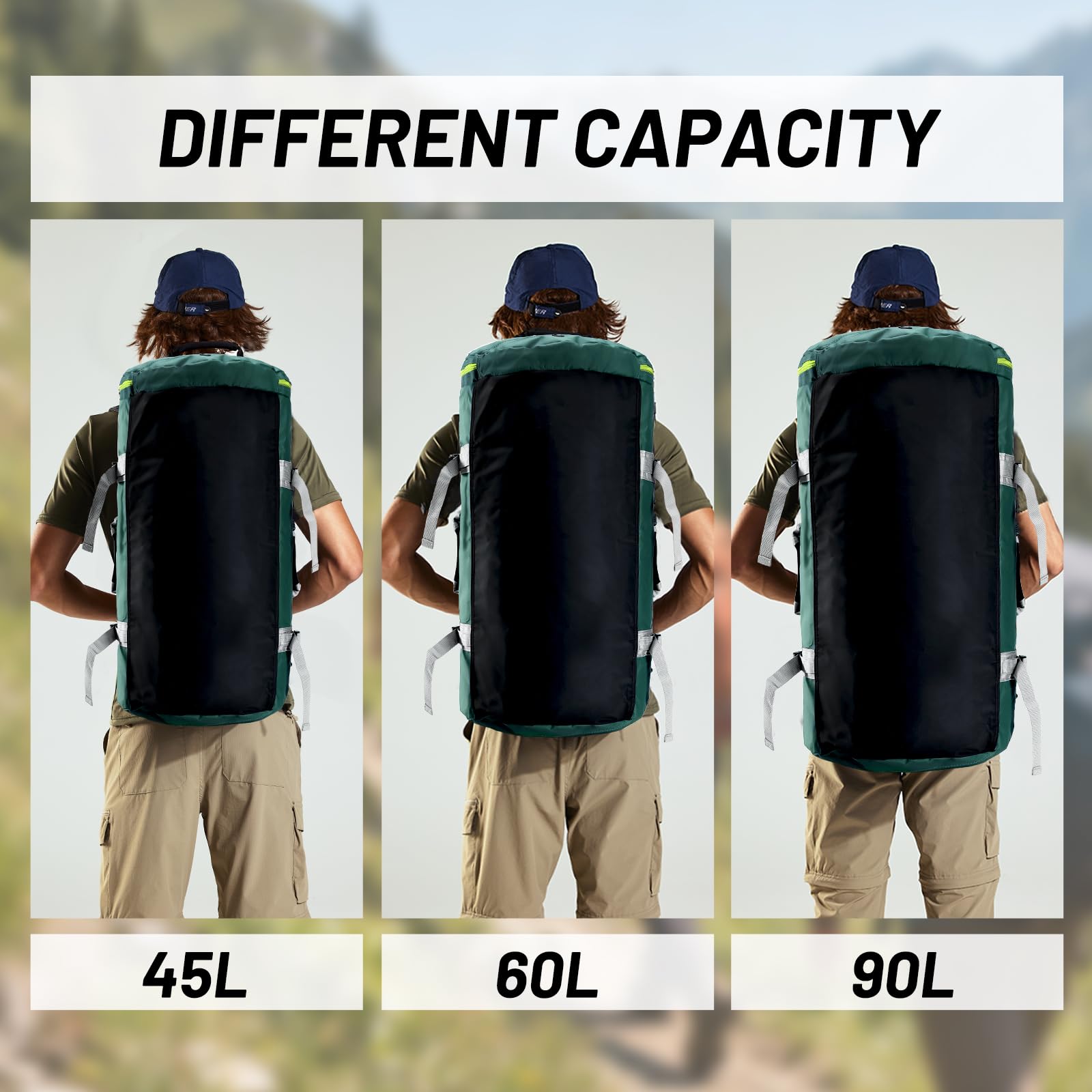 MIER Large Duffle Bag Backpack for Travel Camping Gym Sports, 45L/60L/90L
