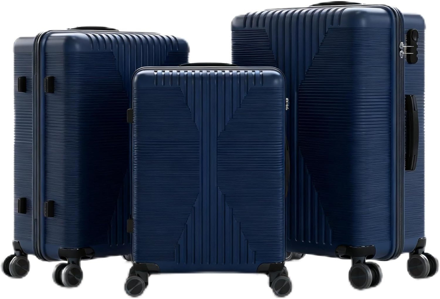 Karl home Luggage Sets 3 Piece, PP Hard Case Suitcase Set with Built-in Lock Spinner Wheels, Lightweight Durable Carry on Luggage for Business Travel - Blue (20"/24"/28")