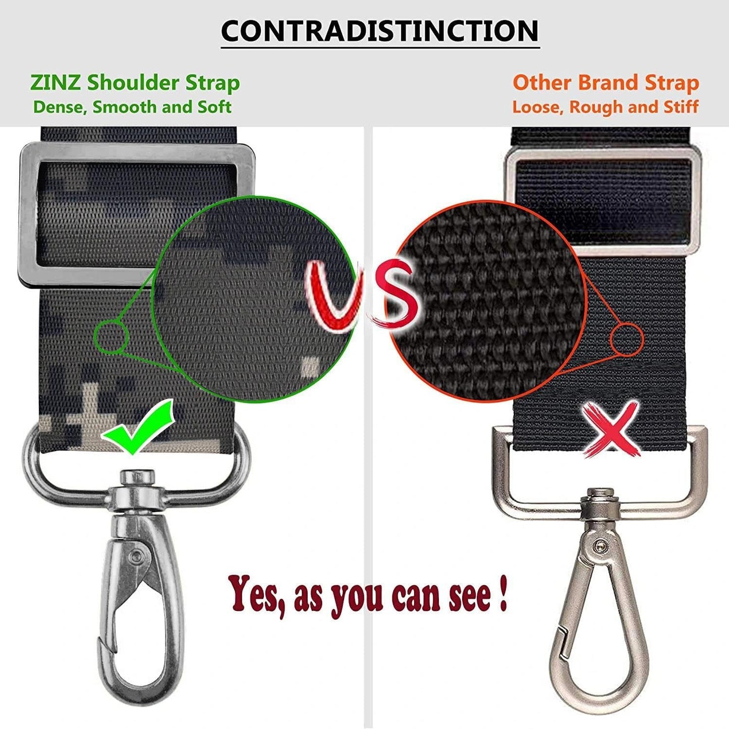 ZINZ Bag Shoulder Strap, Padded Adjustable Shoulder Strap Replacement