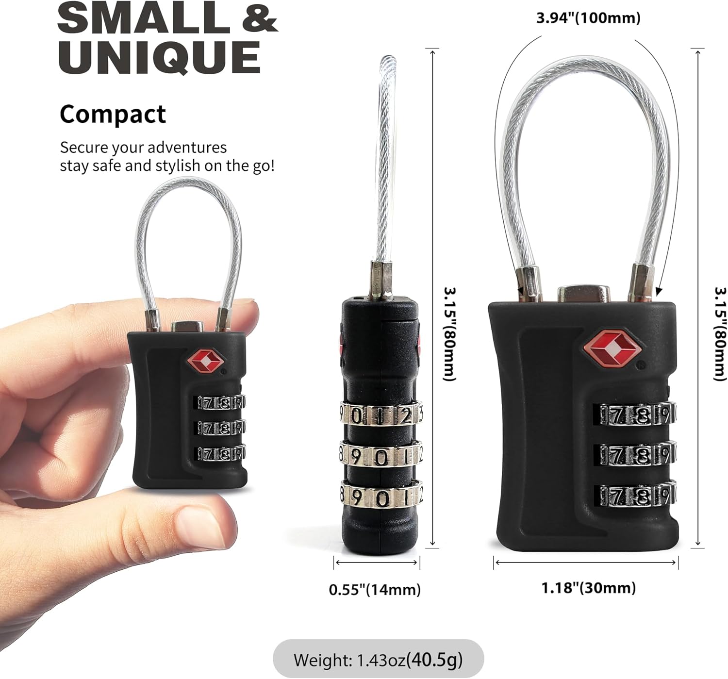 Luggage Locks TSA Approved 2 Pack, Small Padlock Combination, TSA Locks for Luggage, Travel Combo