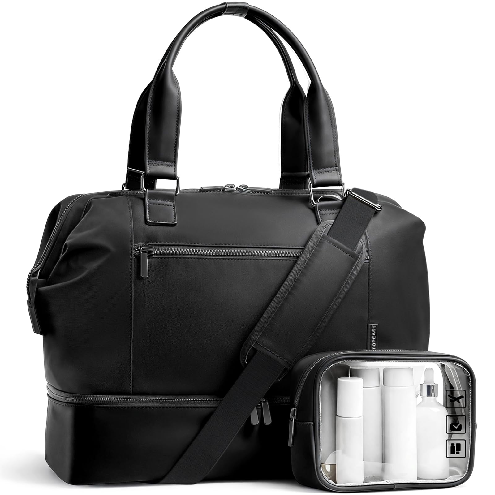 Travel Duffle Bag for Women,40L Weekender Bags Airline Approved Carry On with Shoe Compartment &