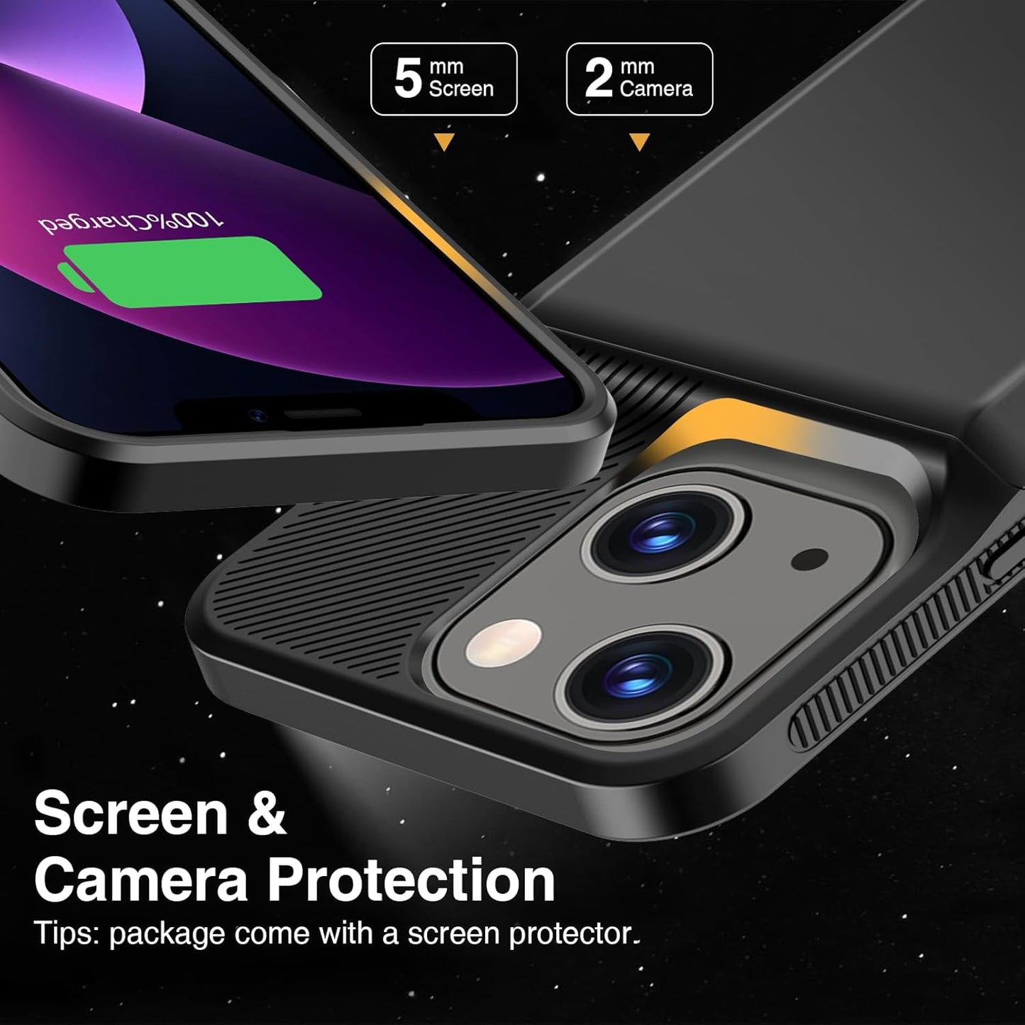 GIN FOXI Battery Case for iPhone 13/13 Pro/14/14 Pro, Charging Cases Real 7000mAh Rechargeable Anti-Fall Protection Extended Charger Cover Ultra-Slim Juice Pack,Black, 6.1"