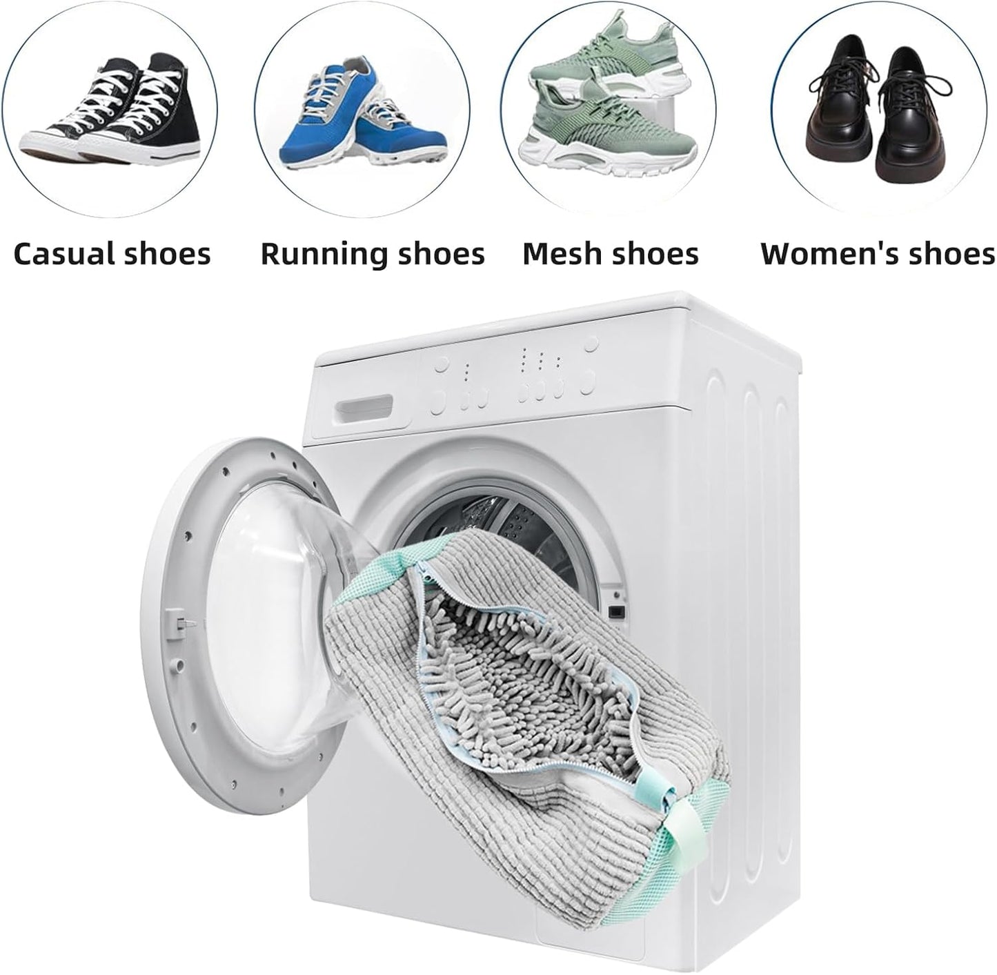 2-Packs Shoe Washing Bag for Washing Machine, Shoe Cleaning Bag for All Shoe Types,Laundry Shoe Bag for Washer and Dryer (glay)