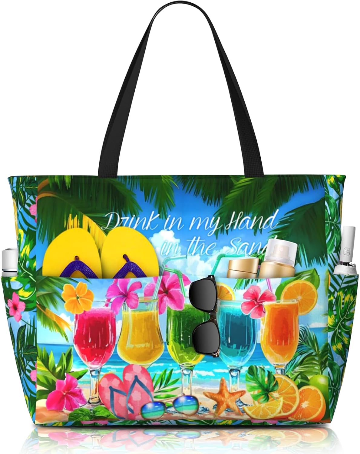 Large Beach Tote Bag Beach Bag Waterproof Sandproof Lightweight Women Tote