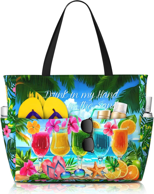 Large Beach Tote Bag Beach Bag Waterproof Sandproof Lightweight Women Tote