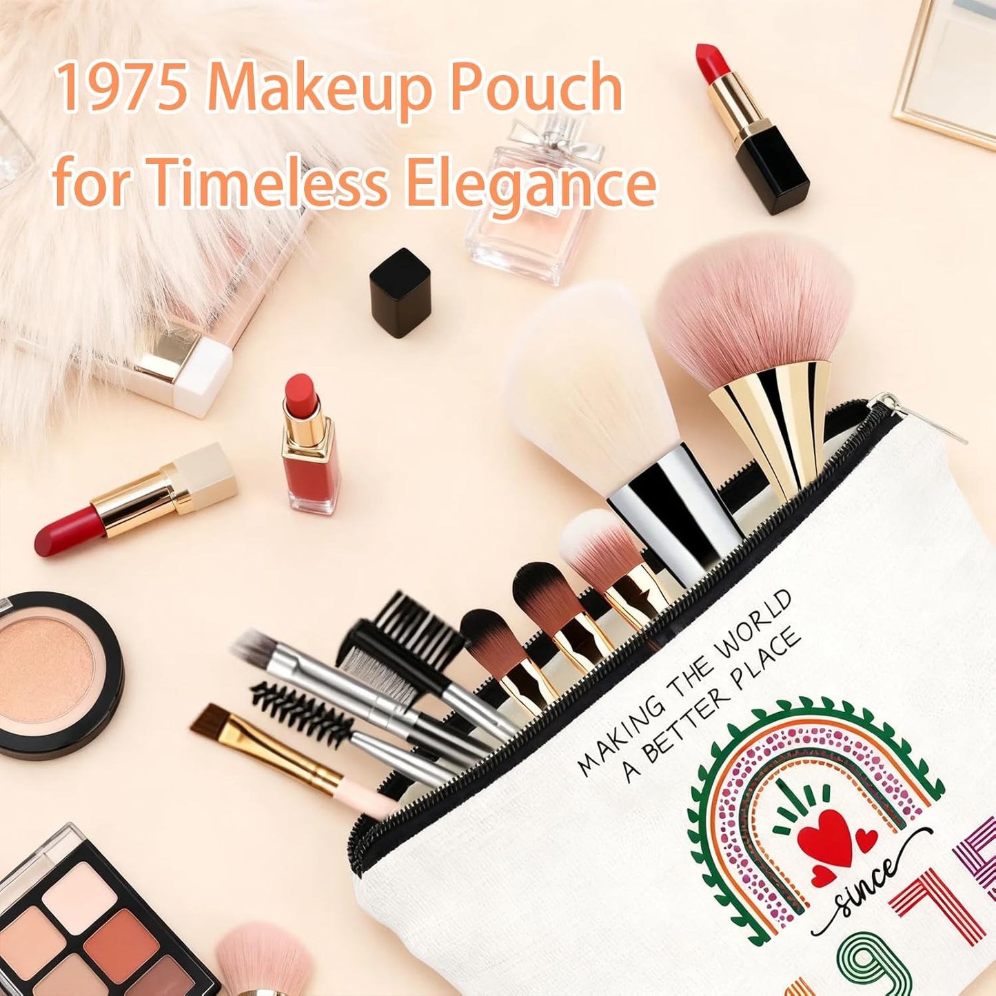 50th Birthday Gifts for Her, Making the World a Better Place Since 1975 Birthday Gifts for Women, Makeup Pouch Gifts for 50 Year Old Woman Mom Sister Wife Friend Parents, Cosmetic Bag for Anniversary