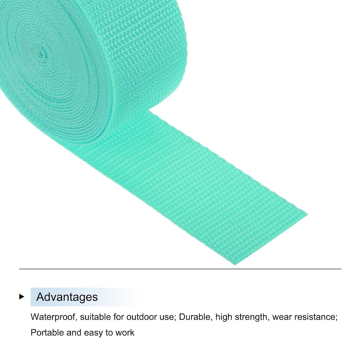MECCANIXITY Lightweight Polypropylene Webbing Strap 1 1/2" 5 Yard Backpack Strapping Band Turquoise Green for Outdoor Luggage Cargo Straps