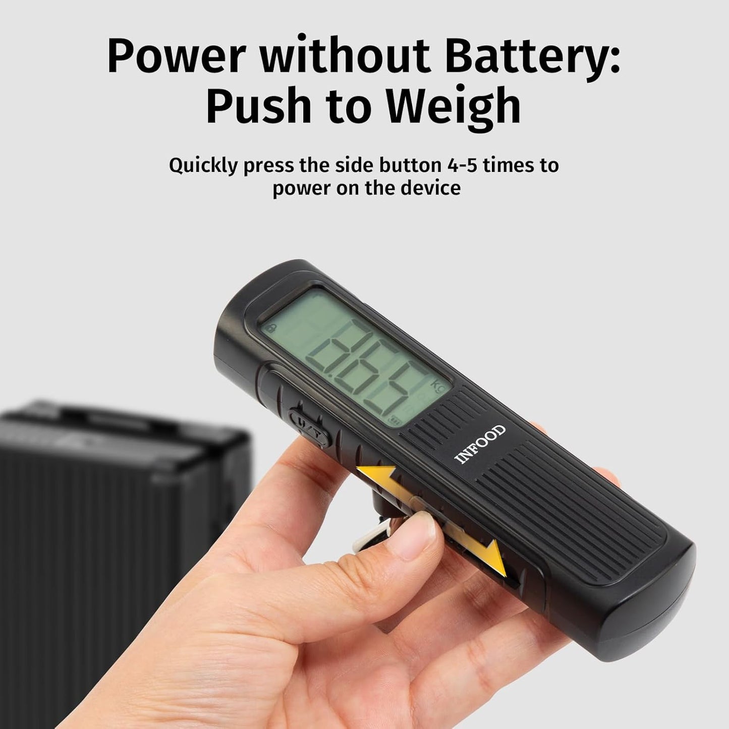 Battery-Free Digital Luggage Scale, Suitcase Scale for Travel, Portable Luggage Weight Scale with Hook & LCD Display for Luggages, Packages & Bags, 110lb/50kg Handheld Scale, Black